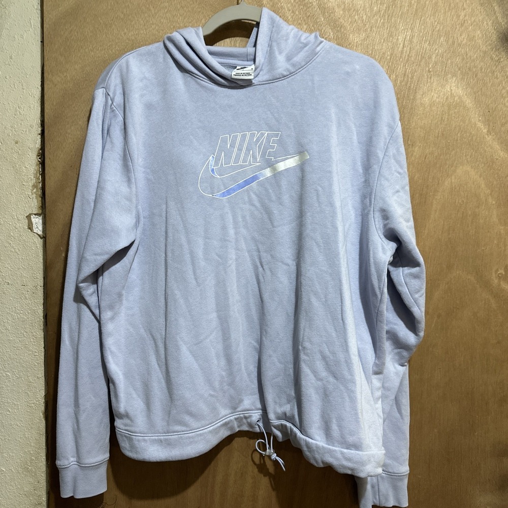 Nike Oversize Hoodie Sweatshirt size M Blue Adjustable Drawstring Hem Logo